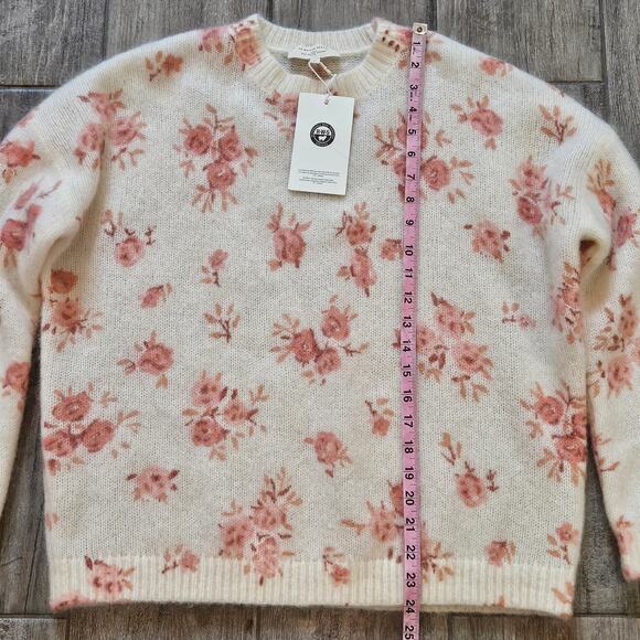 Sezane Eloisa Mohair Wool Floral Sweater Size L Romantic Cozy Knit French Chic - Picture 5 of 13